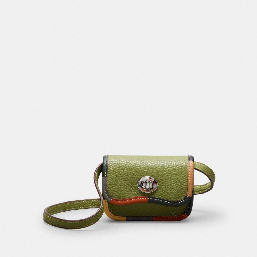 COACH CL765 Wavy Wallet With Colorful Binding In Upcrafted Leather Olive Green Multi