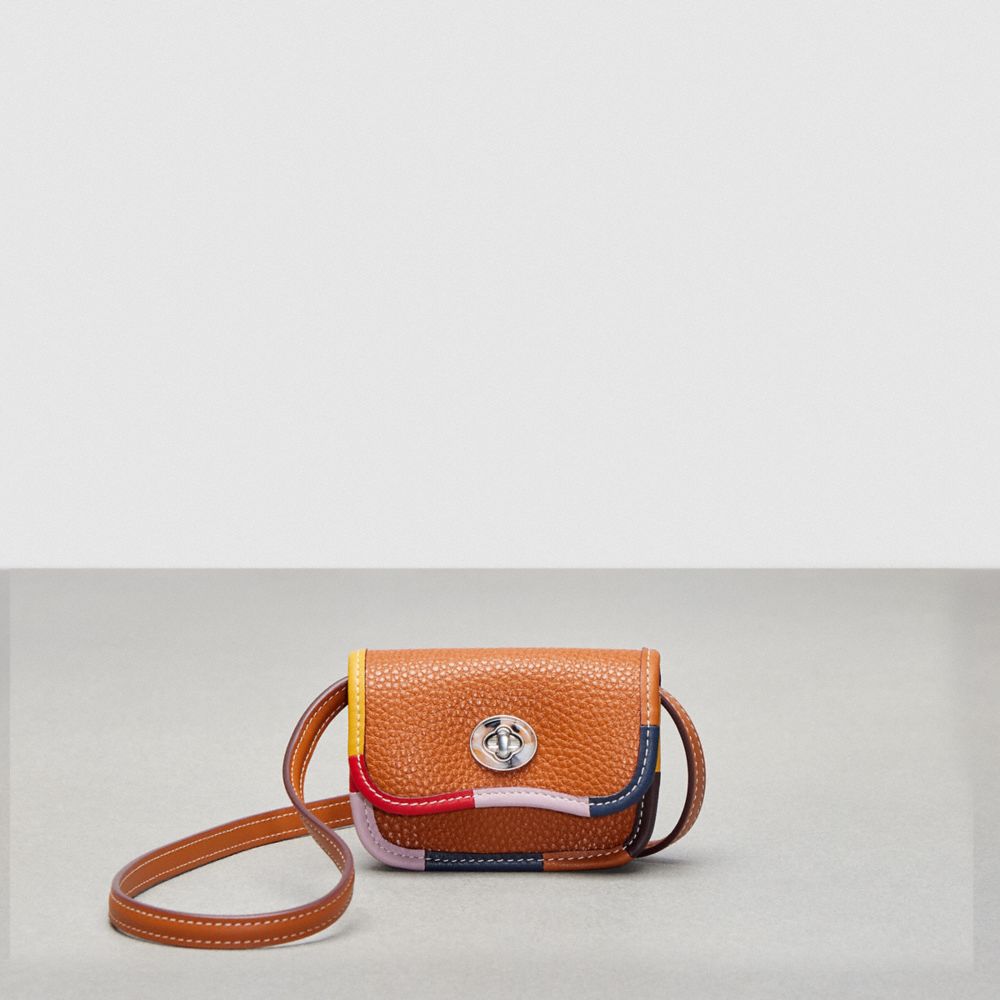 COACH CL765 Wavy Wallet With Crossbody Strap And Upcrafted Scrap Binding In Coachtopia Leather BURNISHED AMBER MULTICOLOR