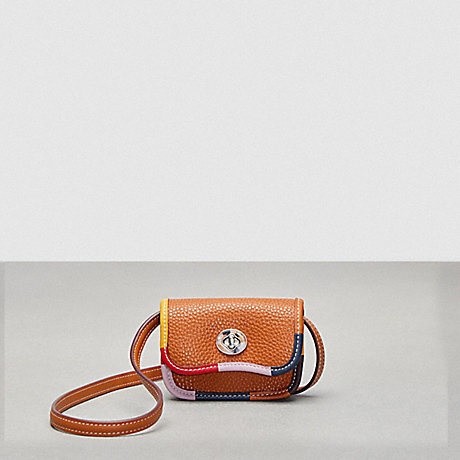 COACH CL765 Wavy Wallet With Crossbody Strap And Upcrafted Scrap Binding In Coachtopia Leather Burnished Amber Multicolor