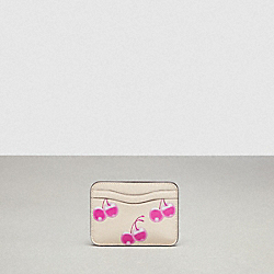 COACH CL767 Wavy Card Case In Coachtopia Leather With Cherry Print PINK/CLOUD MULTI