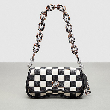 COACH CL769 Wavy Dinky Bag In Patchwork Checkerboard Upcrafted Leather Black/Chalk