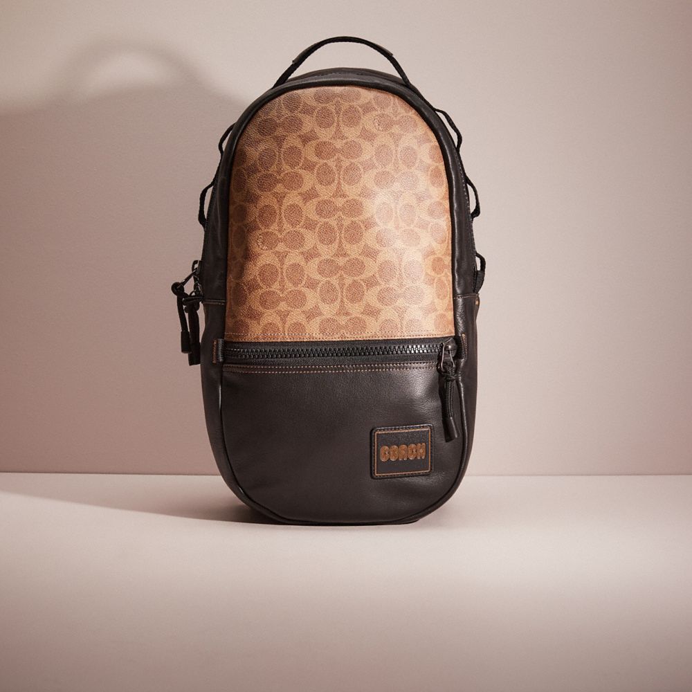 CL831 - Restored Pacer Backpack In Signature Canvas With Coach Patch Black Copper/Khaki