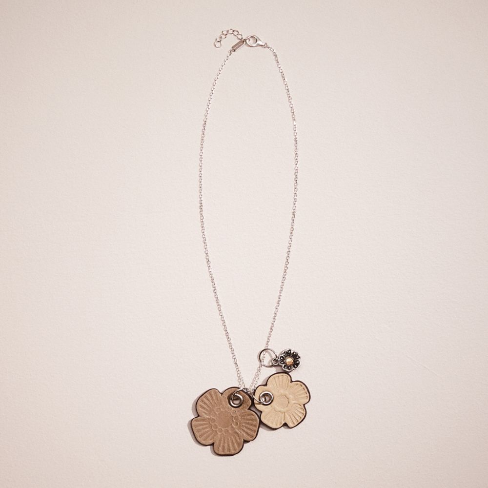 CL847 - Remade Tea Rose Necklace Beige Multi