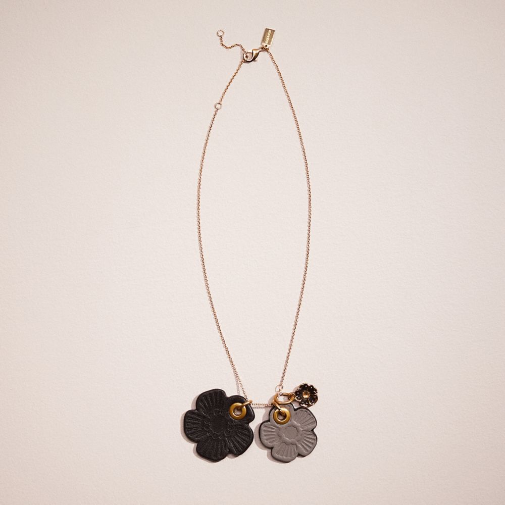 COACH CL847 Remade Tea Rose Necklace Black/Grey Multi