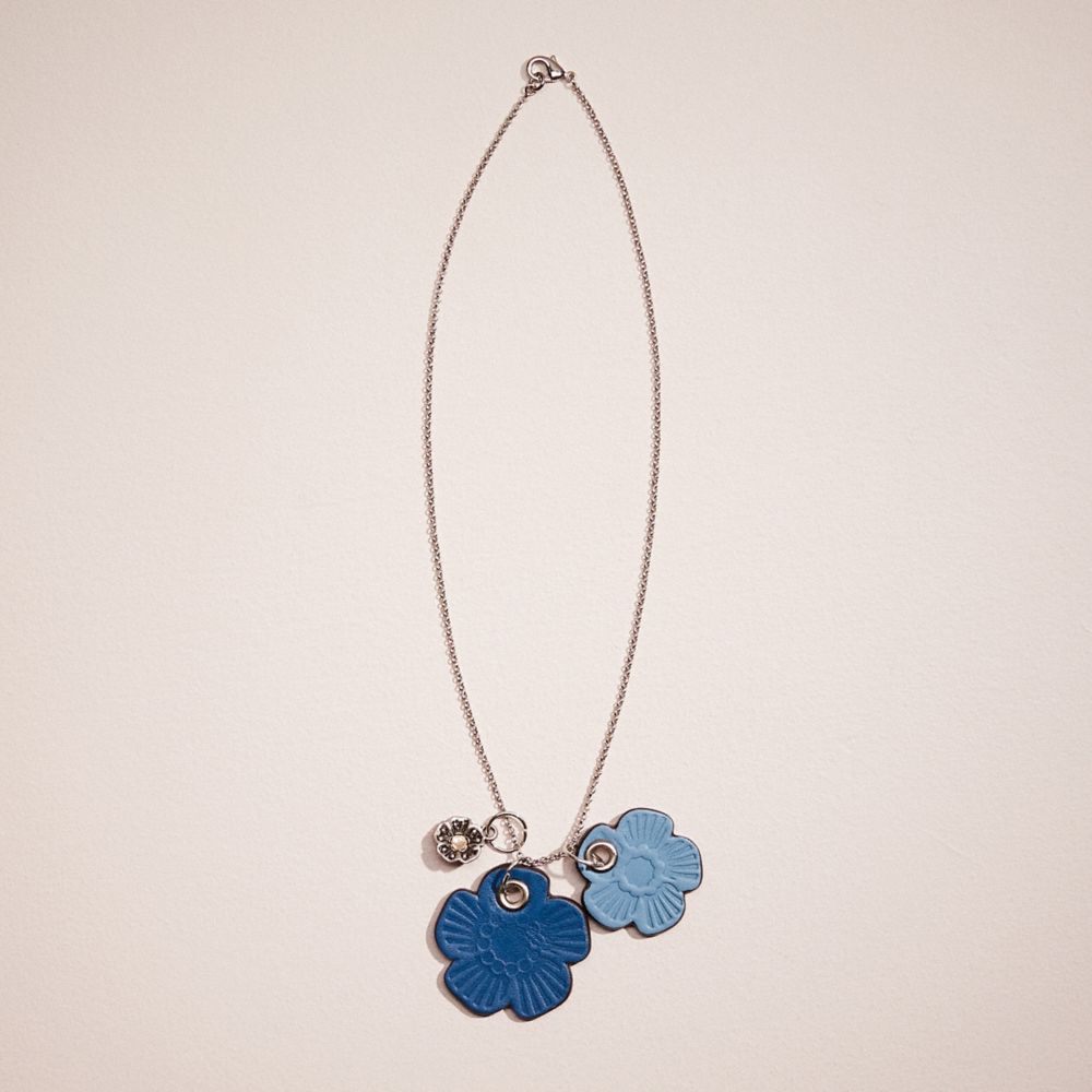 CL847 - Remade Tea Rose Necklace Blue/Multi