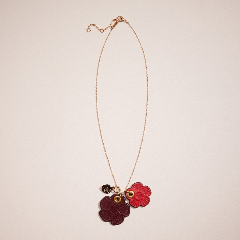 CL847 - Remade Tea Rose Necklace Red Multi