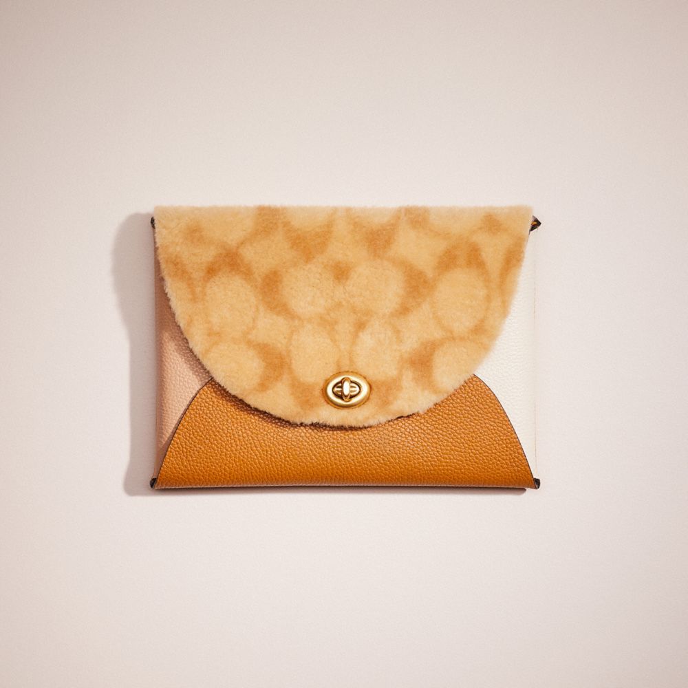 CL858 - Remade Colorblock Large Signature Shearling Pouch Beige Multi
