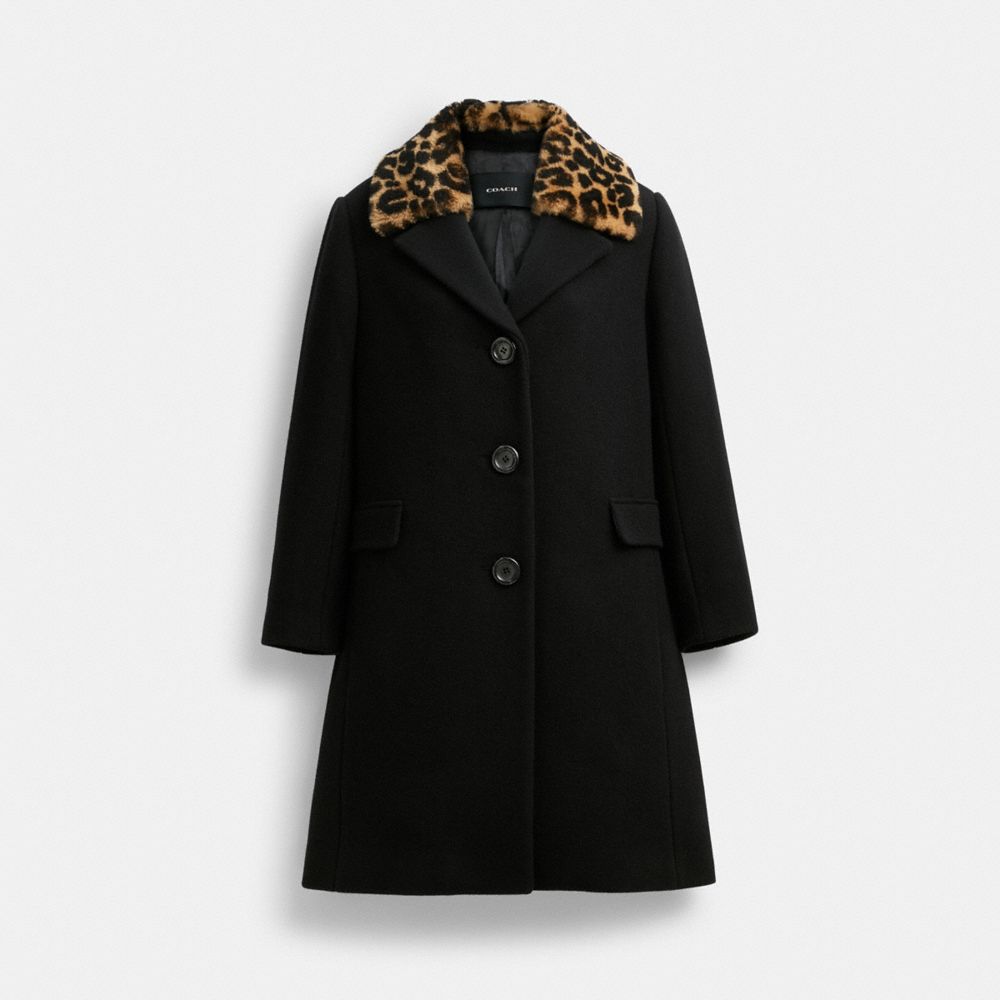 Wool shearling coat store coach