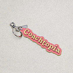 Coachtopia Bag Charm In Coachtopia Leather - CL881 - Strawberry Haze/Lime Green