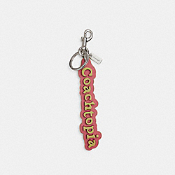 Coachtopia Bag Charm In Coachtopia Leather - CL881 - Strawberry Haze/Lime Green