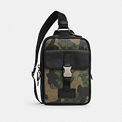 Track Pack In Signature Canvas With Camo Print - CL944 - Gunmetal/Green Multi