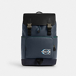 Track Backpack In Colorblock With Coach Stamp - CL945 - Gunmetal/Denim Multi