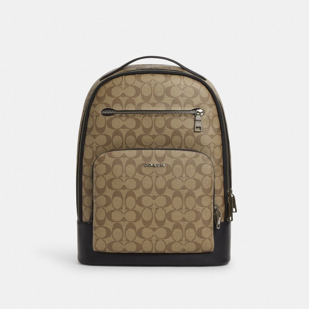 COACH CL962 Ethan Backpack In Signature Canvas GUNMETAL/KHAKI