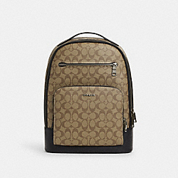 Ethan Backpack In Signature Canvas - CL962 - Gunmetal/Khaki