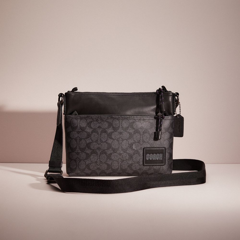 CL999 - Restored Pacer Crossbody In Signature Canvas With Coach Patch Black Copper/Charcoal