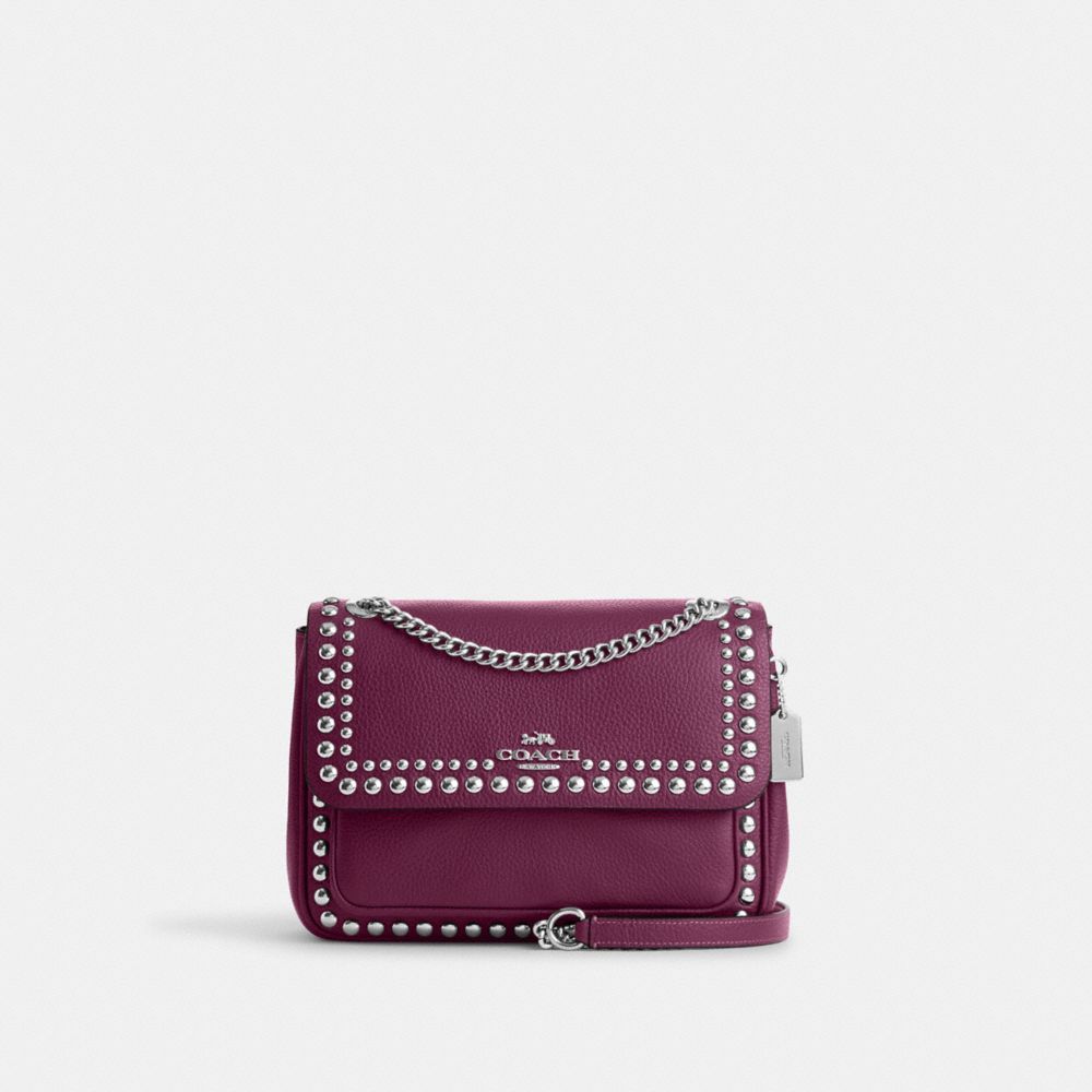 Klare Crossbody 25 With Rivets - CM025 - Silver/Deep Berry