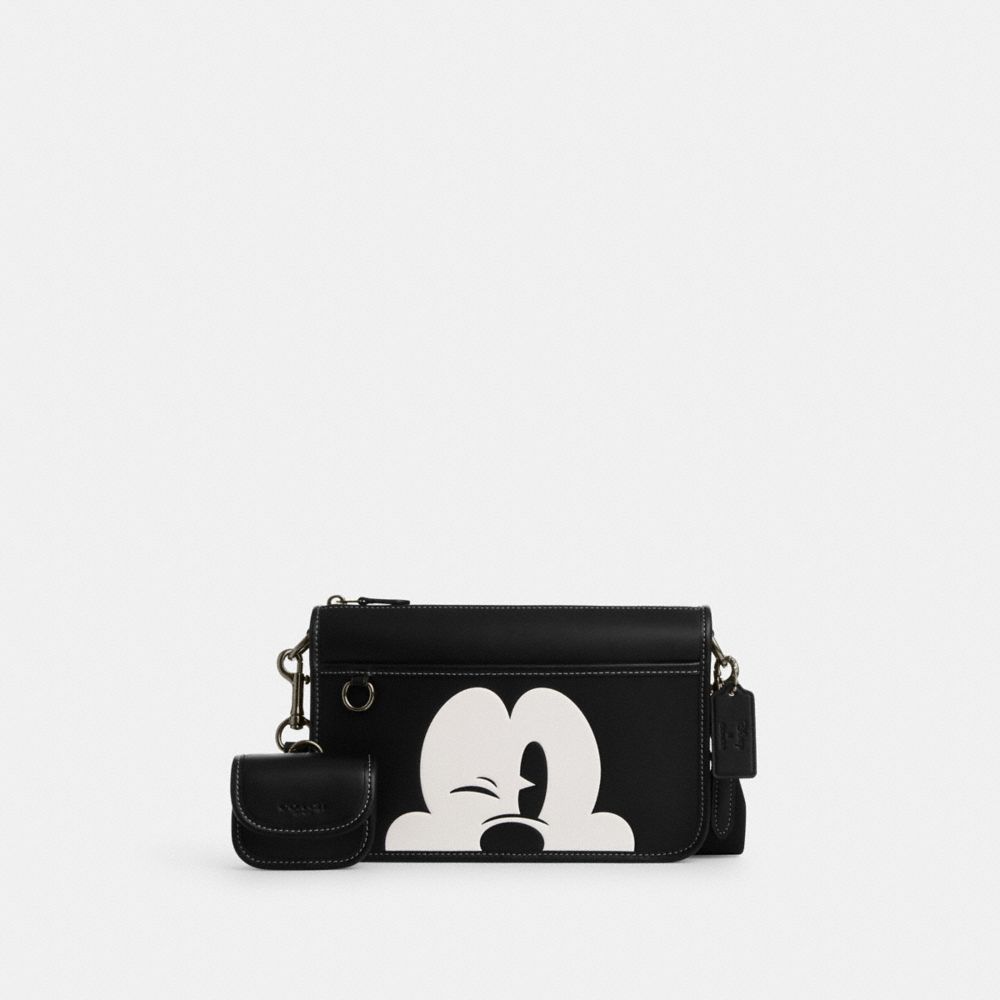 COACH CM030 Disney X Coach Heritage Convertible Crossbody With Wink Mickey Mouse Gunmetal/Black/White