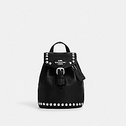 Amelia Convertible Backpack With Rivets - CM041 - Silver/Black