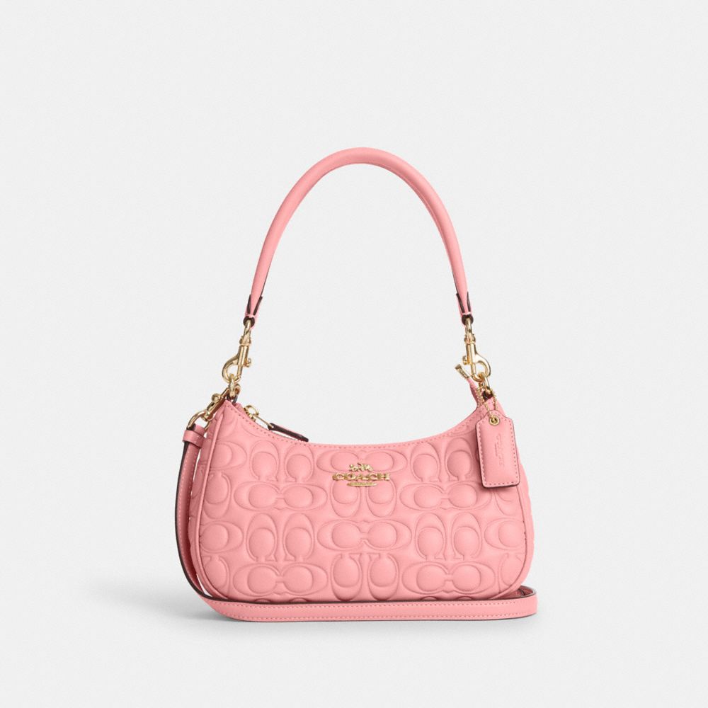 COACH CM054 Teri Shoulder Bag In Signature Leather Gold/Light Blush