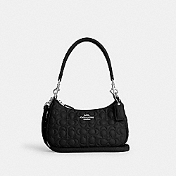 Teri Shoulder Bag In Signature Leather - CM054 - Silver/Black
