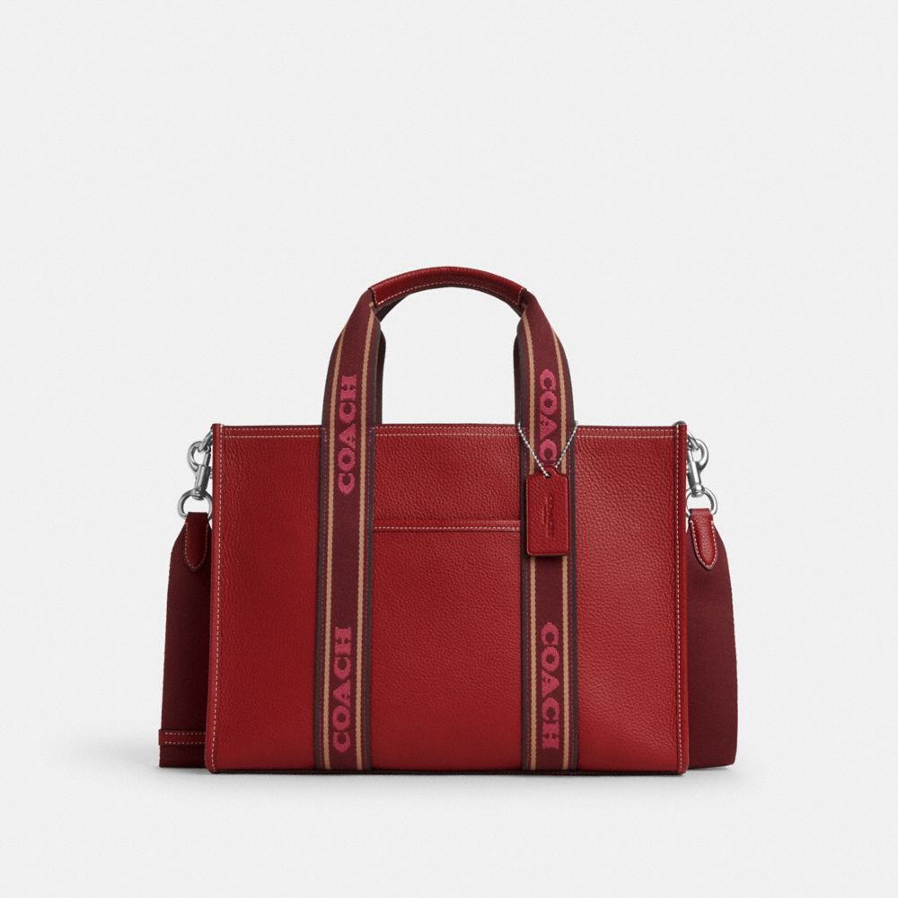 COACH CM067 Smith Tote Silver/1941 Red Multi