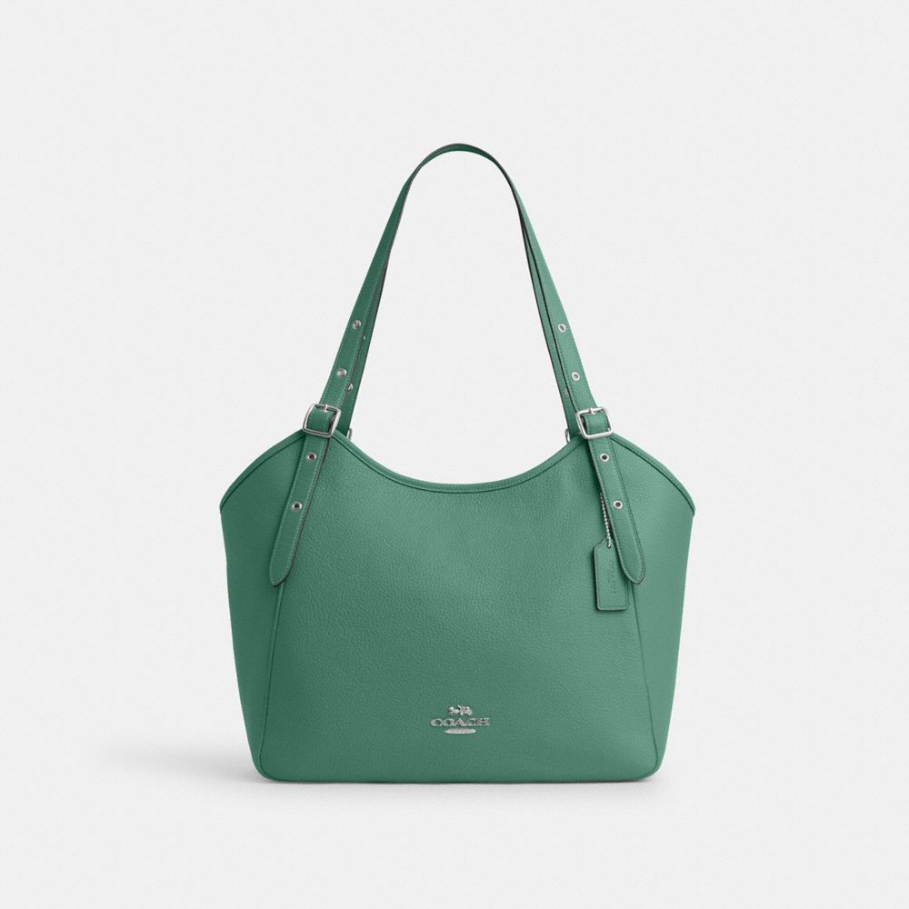 COACH CM074 Meadow Shoulder Bag SILVER/BRIGHT GREEN