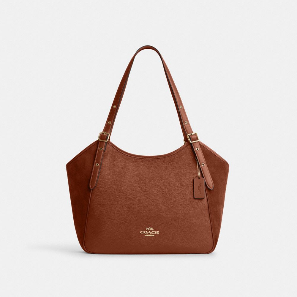 Coach reversible large market tote clearance in suede and crossgrain leather