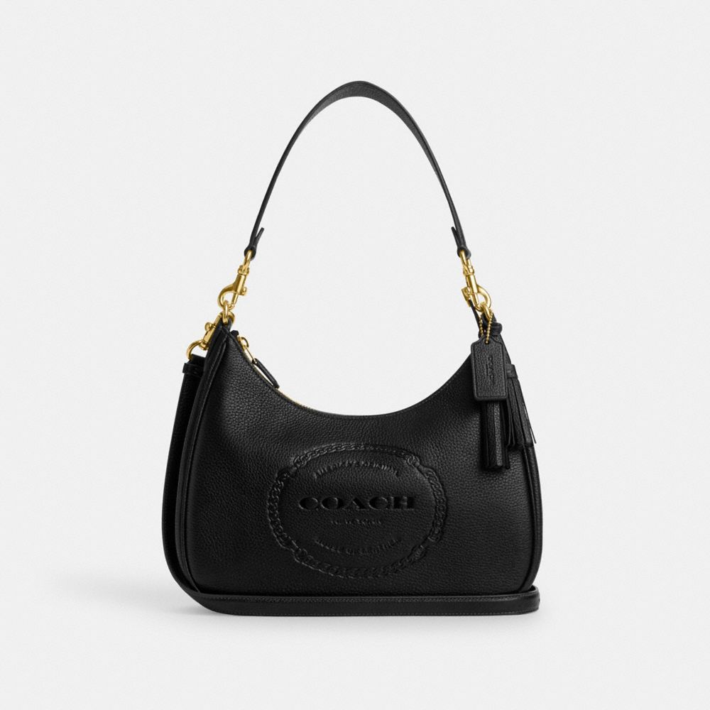 COACH CM085 Teri Hobo With Coach Heritage GOLD/BLACK