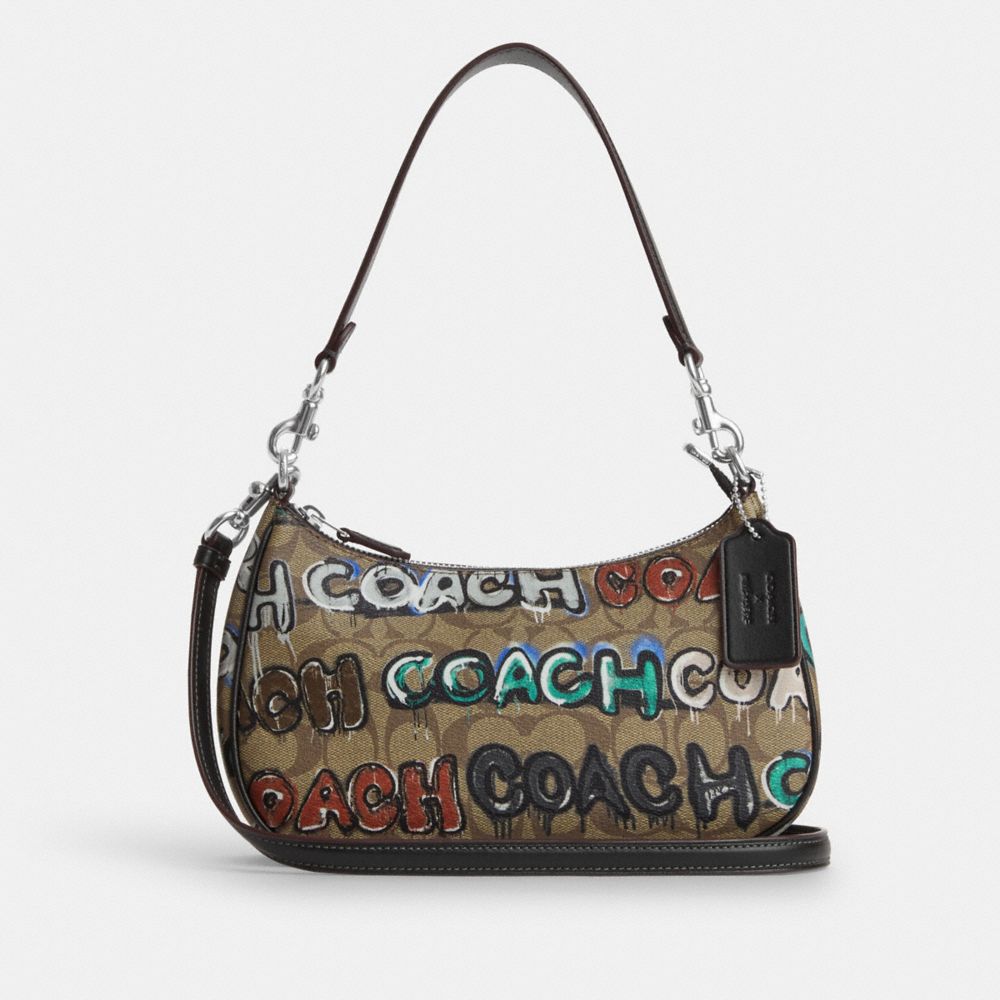 Coach X Mint + Serf Teri Shoulder Bag In Signature Canvas - CM096 - Silver/Khaki Multi