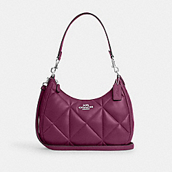 COACH CM097 Teri Hobo With Puffy Diamond Quilting SILVER/DEEP BERRY