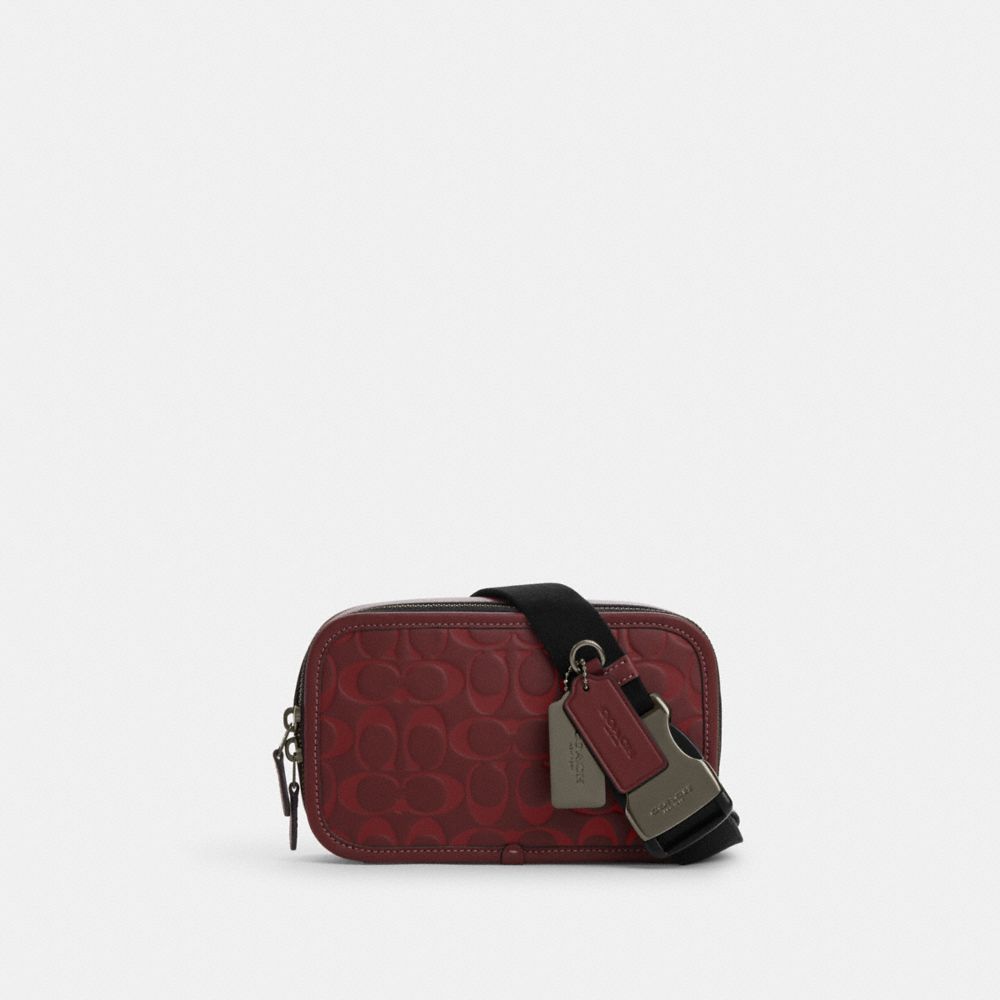 Wyatt Belt Bag In Signature Leather - CM150 - Gunmetal/Wine Multi