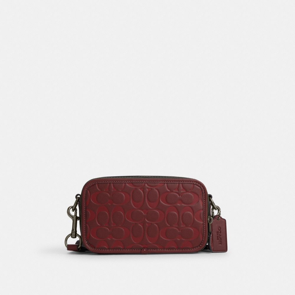 Wyatt Crossbody In Signature Leather - CM153 - Gunmetal/Wine Multi