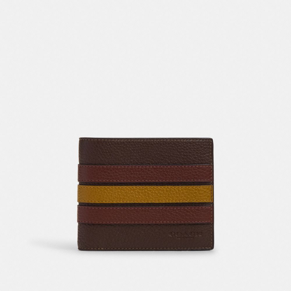 3 In 1 Wallet With Stripe - CM164 - Gunmetal/Mahogany Multi