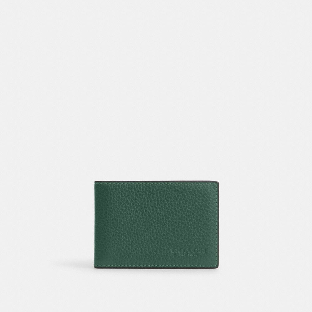 COACH CM167 Compact Billfold Wallet GUNMETAL/DARK PINE