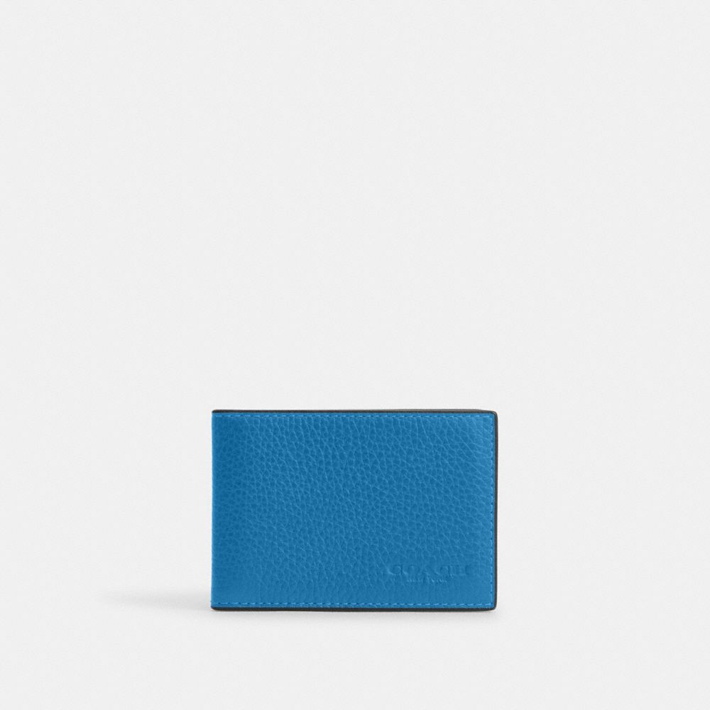 COACH CM167 Compact Billfold Wallet GUNMETAL/BLUE JAY