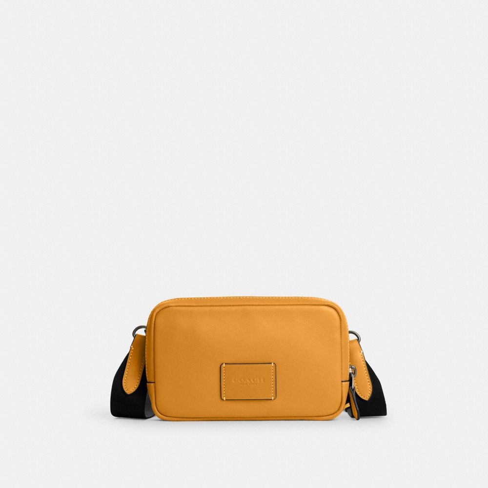 COACH CM170 Carrier Phone Crossbody GUNMETAL/MUSTARD