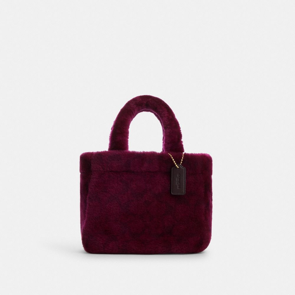 COACH CM177 Small Tote In Shearling Gold/Fuchsia Multi