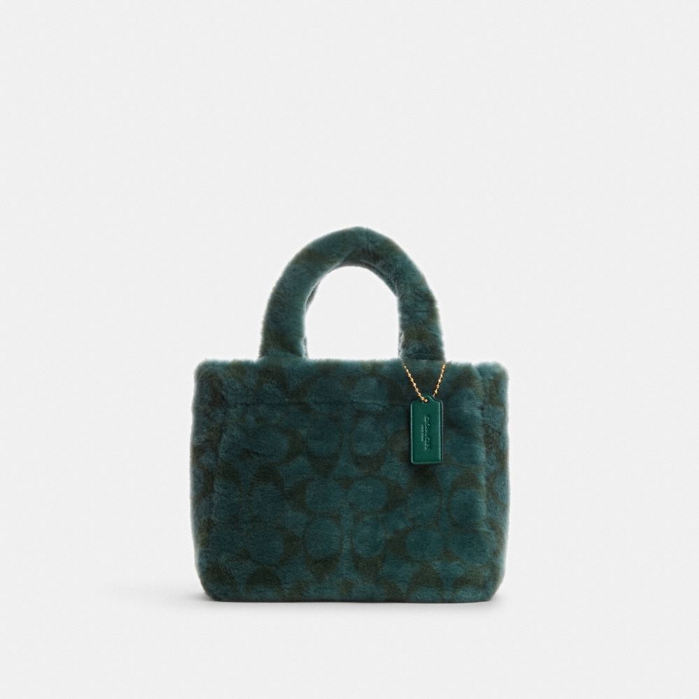 Small Tote In Shearling - CM177 - Gold/Green Multi