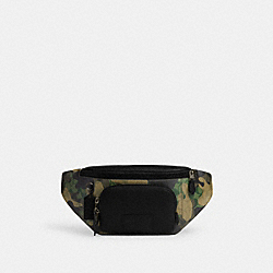 COACH CM184 Track Belt Bag In Signature Canvas With Camo Print GUNMETAL/GREEN MULTI