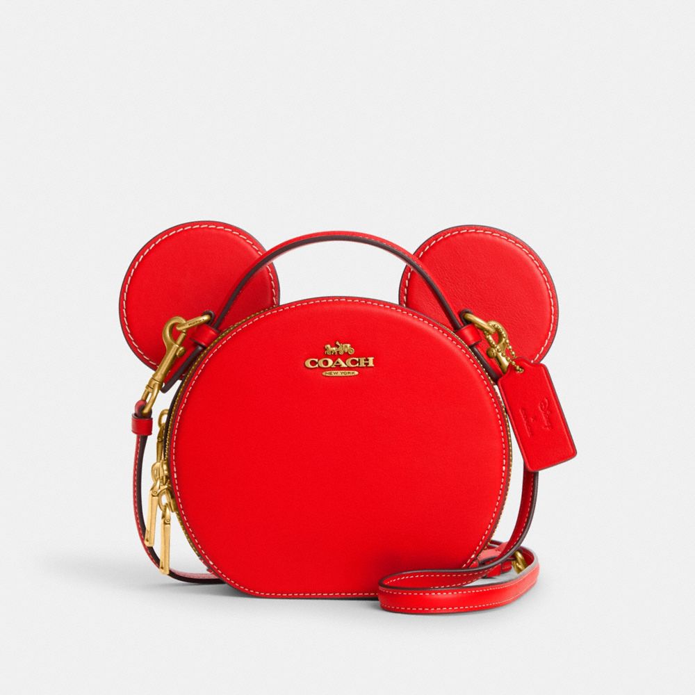 COACH CM194 Disney X Coach Mickey Mouse Ear Bag BRASS/ELECTRIC RED