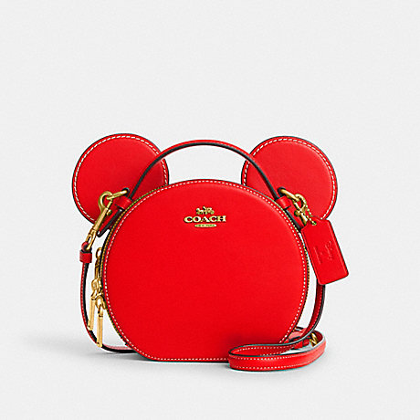 COACH CM194 Disney X Coach Mickey Mouse Ear Bag Brass/Electric-Red
