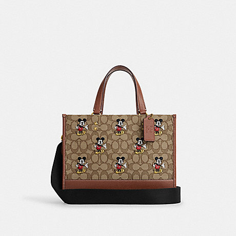 COACH CM198 Disney X Coach Dempsey Carryall In Signature Jacquard With Mickey Mouse Print Brass/Khaki/Redwood-Multi