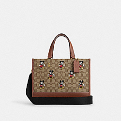 COACH CM198 Disney X Coach Dempsey Carryall In Signature Jacquard With Mickey Mouse Print BRASS/KHAKI/REDWOOD MULTI