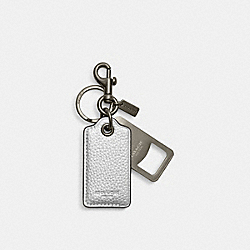 Bottle Opener Key Fob - CM207 - Black Antique Nickel/Metallic Silver