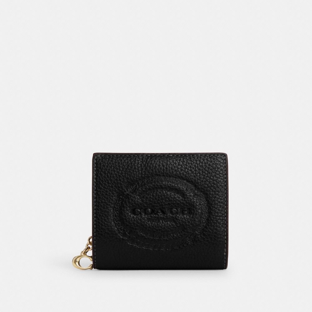 COACH CM216 Snap Wallet With Coach Heritage Gold/Black