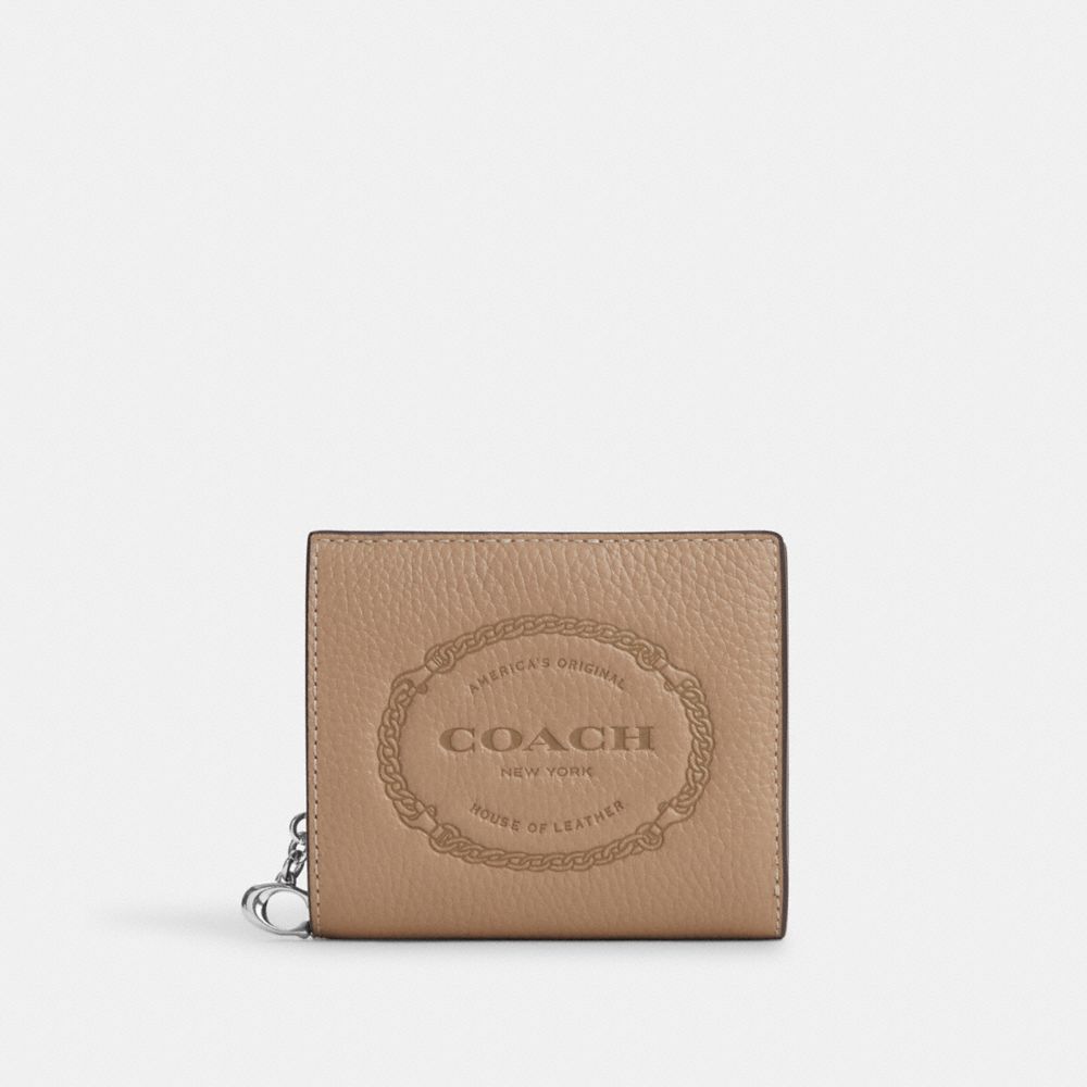 COACH CM216 Snap Wallet With Coach Heritage SILVER/TAUPE