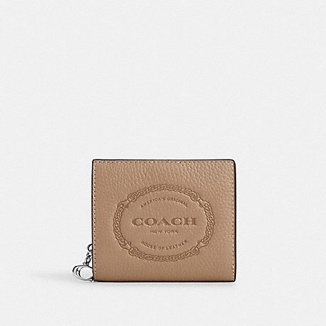 COACH CM216 Snap Wallet With Coach Heritage Silver/Taupe
