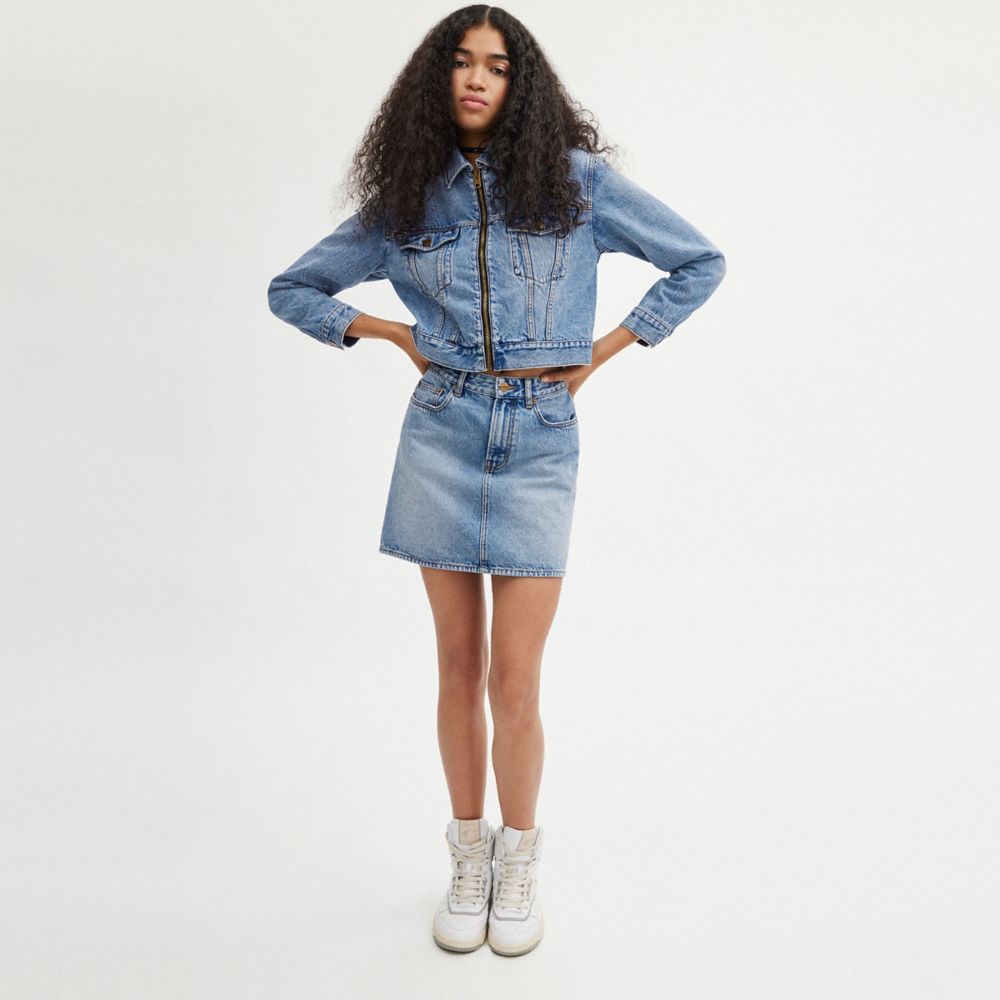 高腰丹寧迷你裙