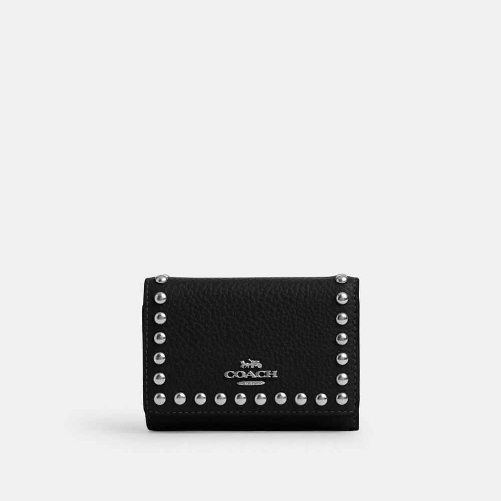 Micro Wallet With Rivets - CM247 - Silver/Black