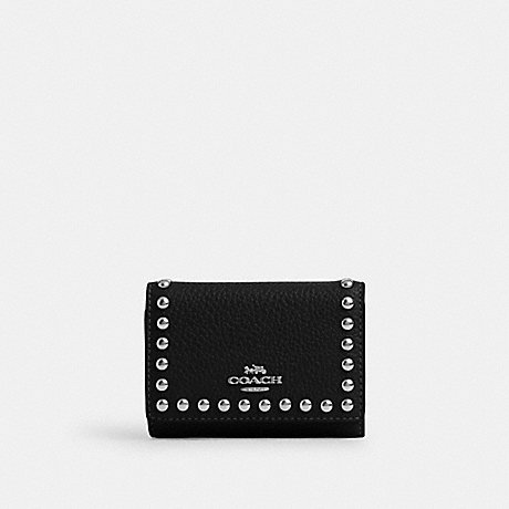 COACH CM247 Micro Wallet With Rivets Silver/Black